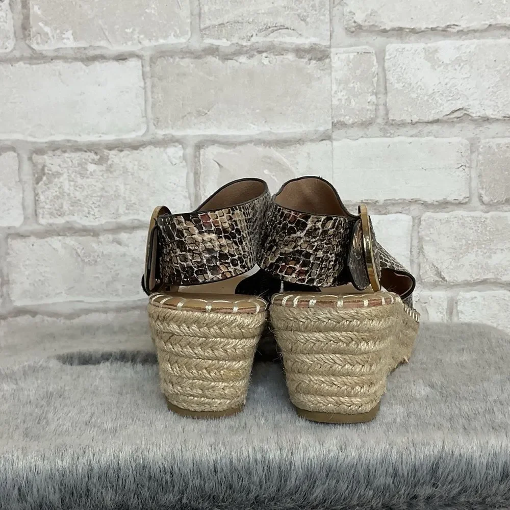 Catherine Malandrino Cirkly Espadrille Snakeskin Print Wedge Sandals Size 8